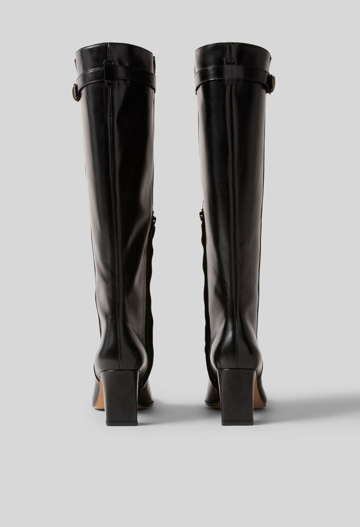 High smooth waxed leather boots