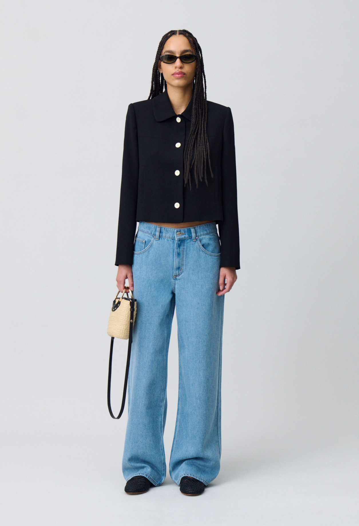 PORTERNA】Pluffin loose wide jeans Baggy Wide-Leg Jeans for