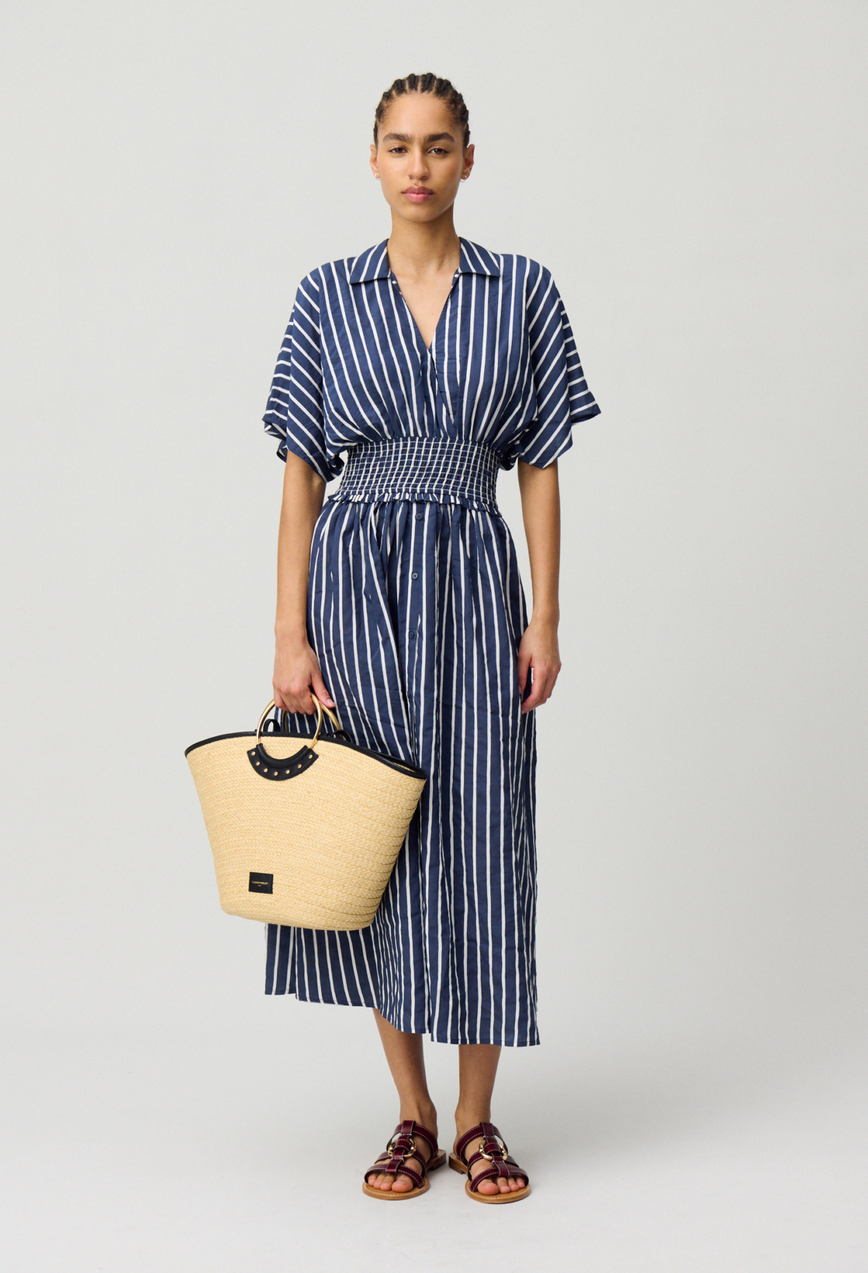 クレープ★トップステッチ★ラップワンピース★ CLAUDIE PIERLOT Claudie_CFPRO02601-K007_F_1.jpg